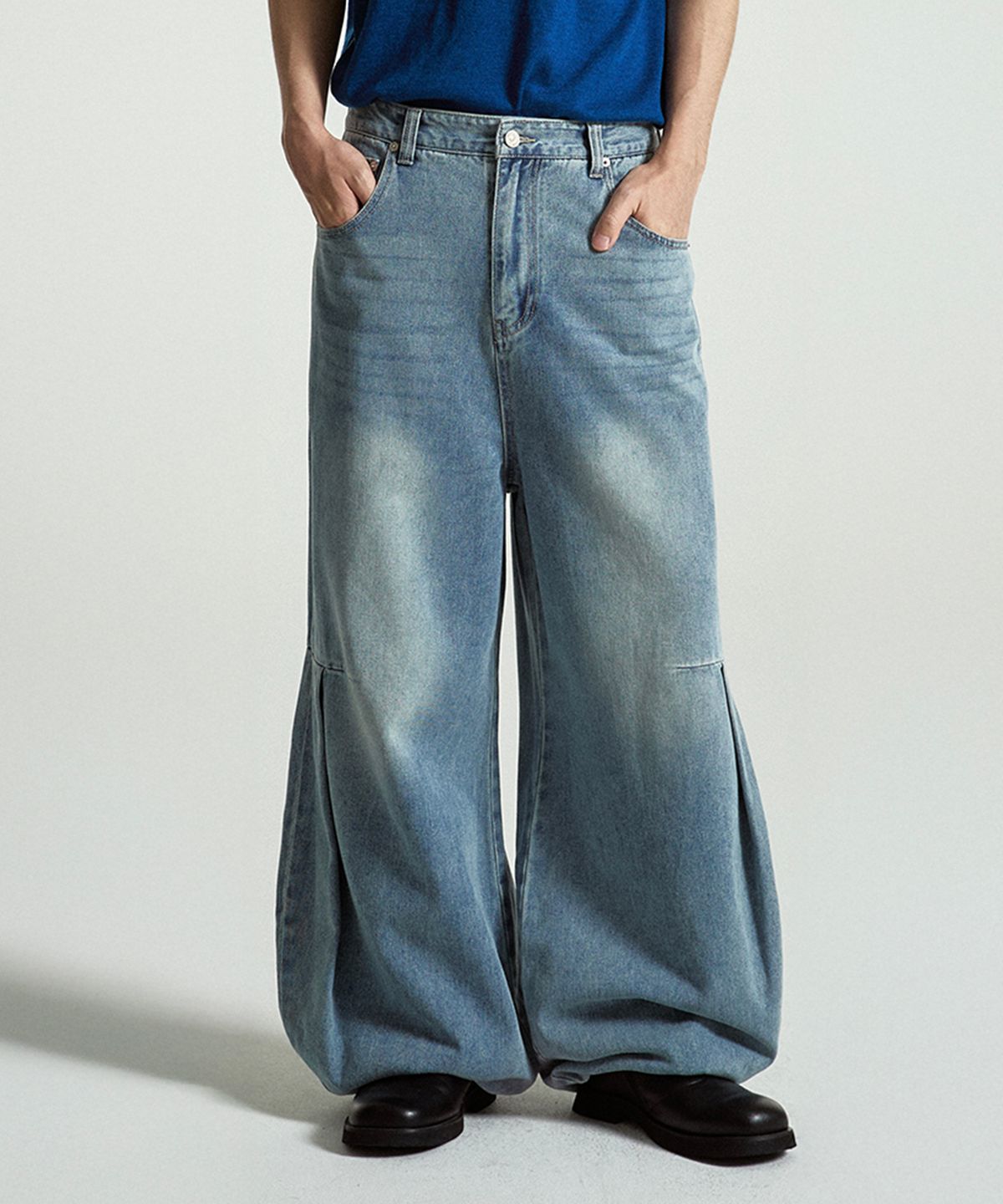 헤더헬렌(HEDER HELEN) Burst a balloon denim pants light blue