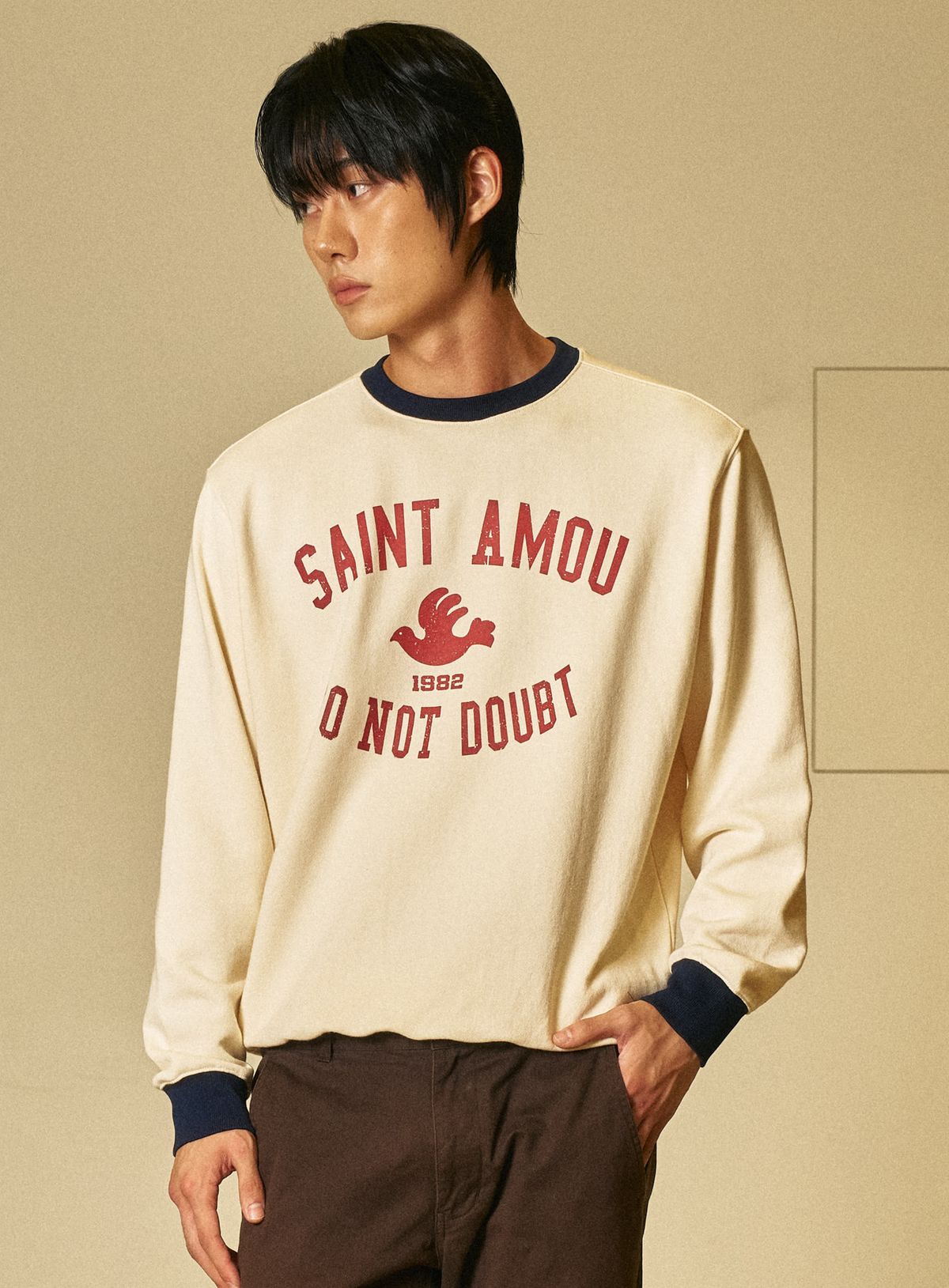 아모우(AMOU) Saint Amou Ringer Sweat Shirts CREAM