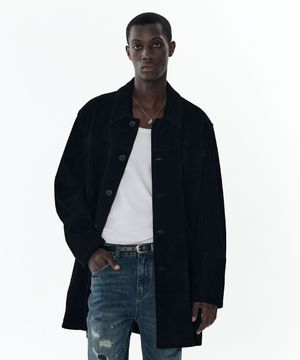 [리얼 레더] 절개 디테일 스웨이드 카코트 [블랙]