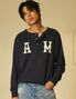 A.M Henley Neck Sweat Shirts NAVY