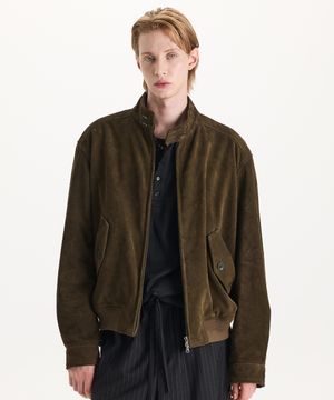 [리얼 레더] 스웨이드 해링턴 재킷 [라이트카키]