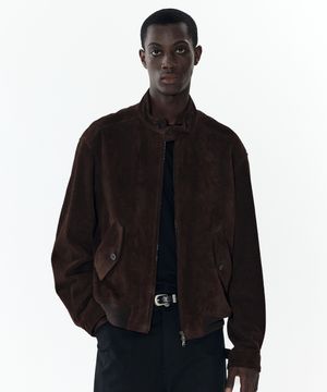 [리얼 레더] 스웨이드 해링턴 재킷 [브라운]