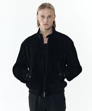 [리얼 레더] 스웨이드 해링턴 재킷 [블랙]