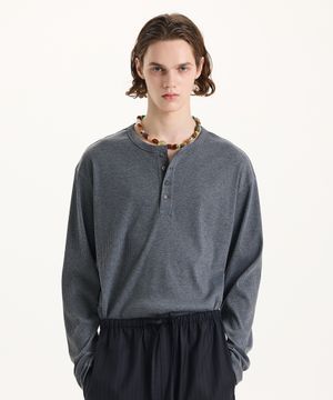 립 헨리넥 롱슬리브 티셔츠 [다크그레이]