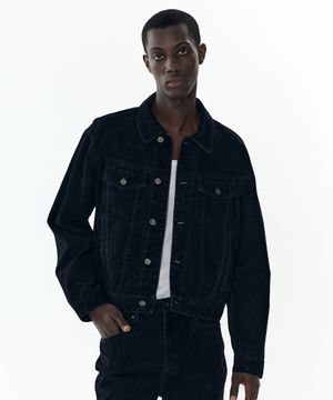 벨벳 크롭 트러커 자켓 [네이비]