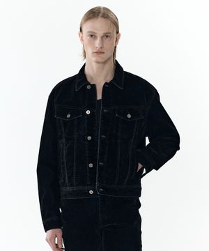 벨벳 크롭 트러커 자켓 [블랙]