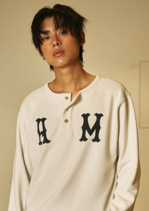 A.M Henley Neck Sweat Shirts GRAY