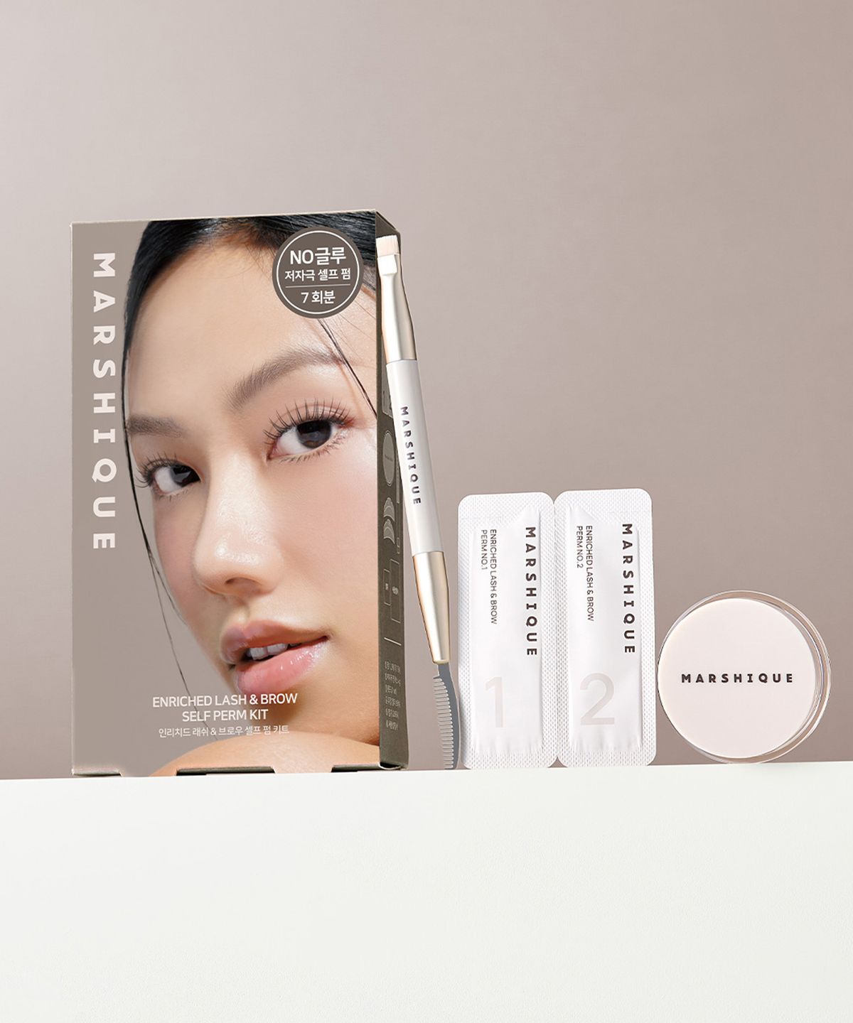 마르시끄(MARSHIQUE) 인리치드 래쉬 & 브로우 셀프 펌 키트(+블랙 틴팅 영양제 추가구성)