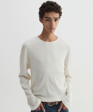 리브드 롱슬리브 아이보리