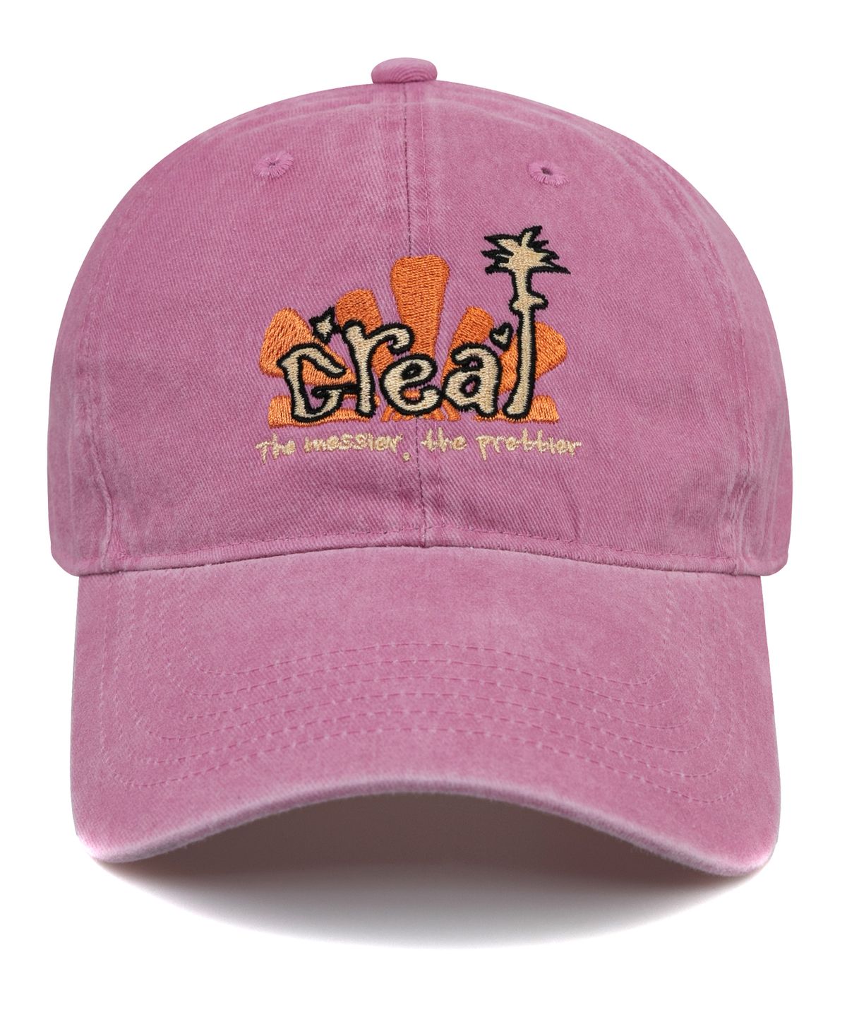 비치스앤크림(BEACHESANDCREAM) Creaf Stone-Washed Ball cap-Pink