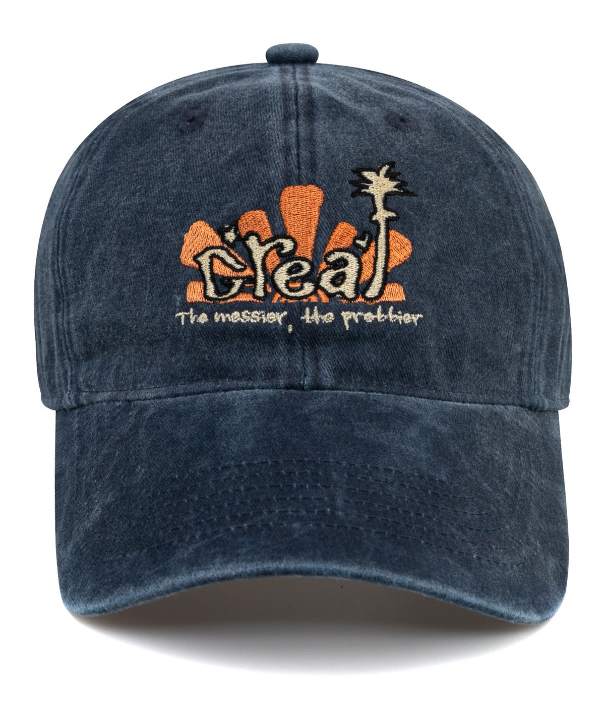 비치스앤크림(BEACHESANDCREAM) Creaf Stone-Washed Ball cap-Navy