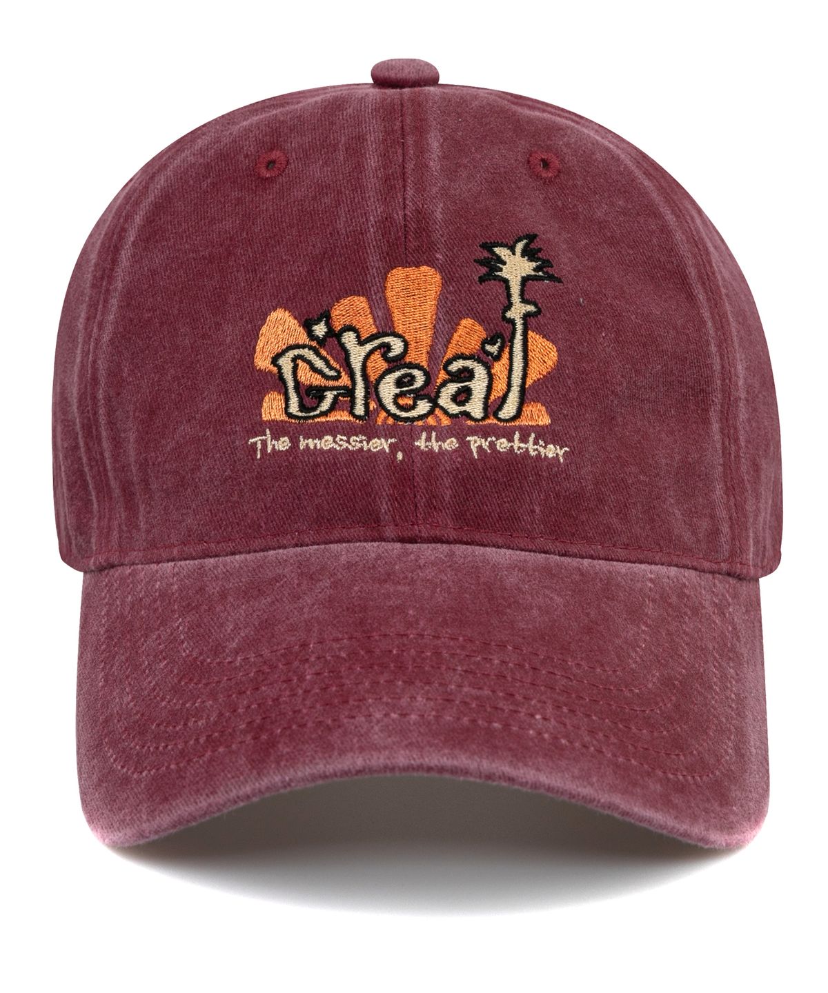 비치스앤크림(BEACHESANDCREAM) Creaf Stone-Washed Ball cap-Burgundy