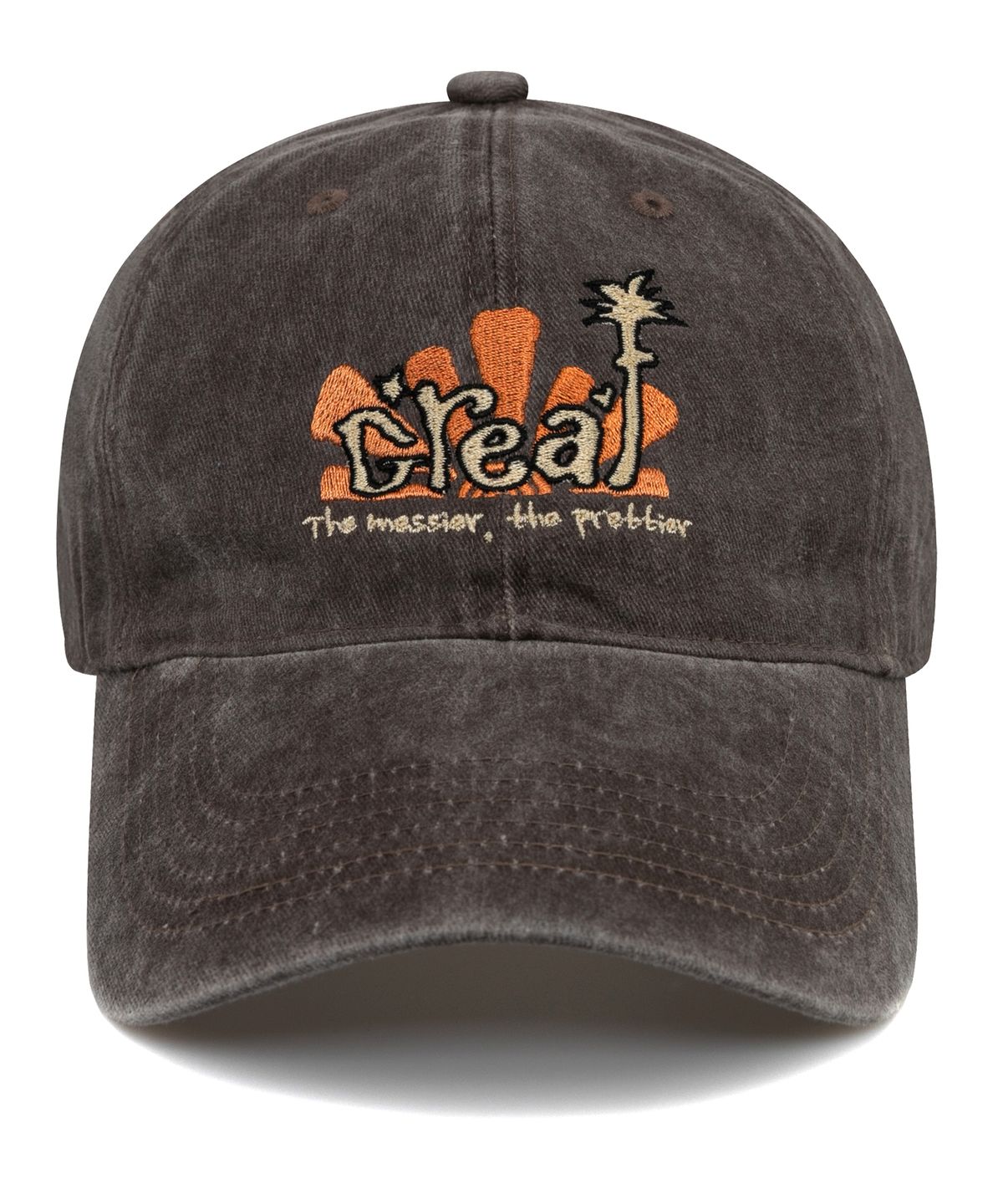 비치스앤크림(BEACHESANDCREAM) Creaf Stone-Washed Ball cap-Brown