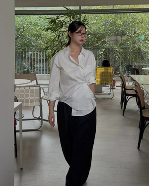 링클프리 루즈핏 버튼 랩 셔츠 [WHITE] / WBE3L03501