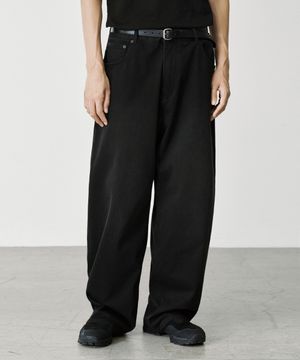 WIDE DENIM SWEAT PANTS [BRUSHED BLACK]