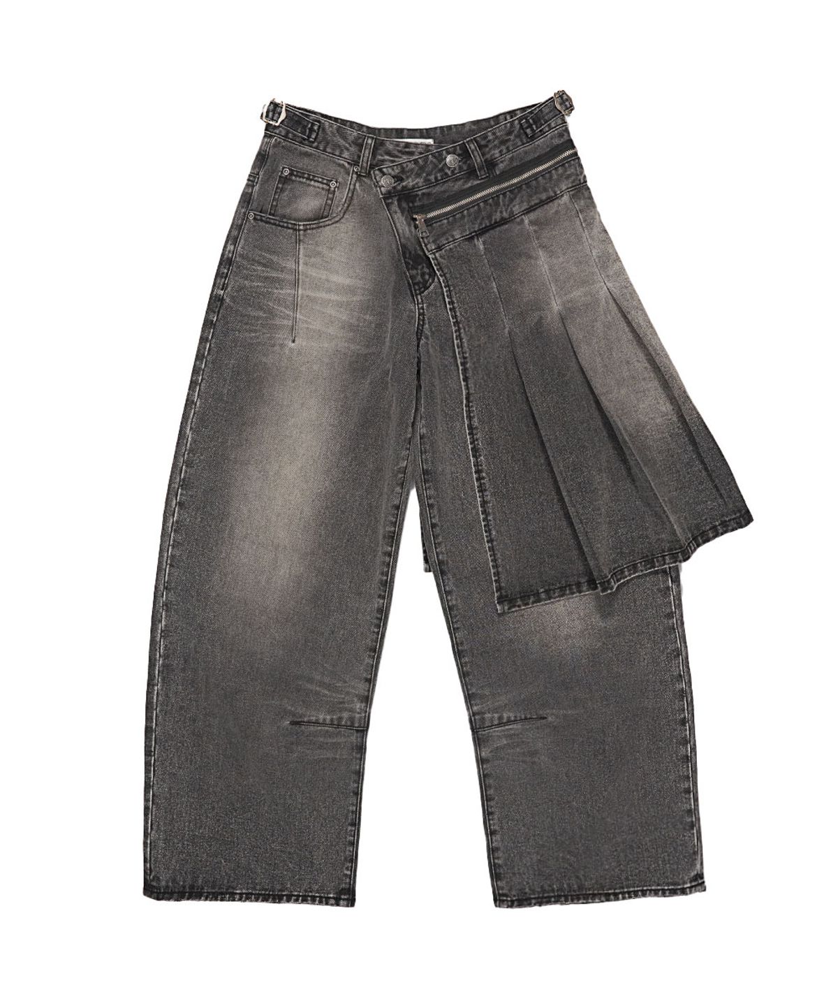 스키즘 인듀싱(SCHISM INDUCING) DETACHABLE SKIRT JEANS GREY