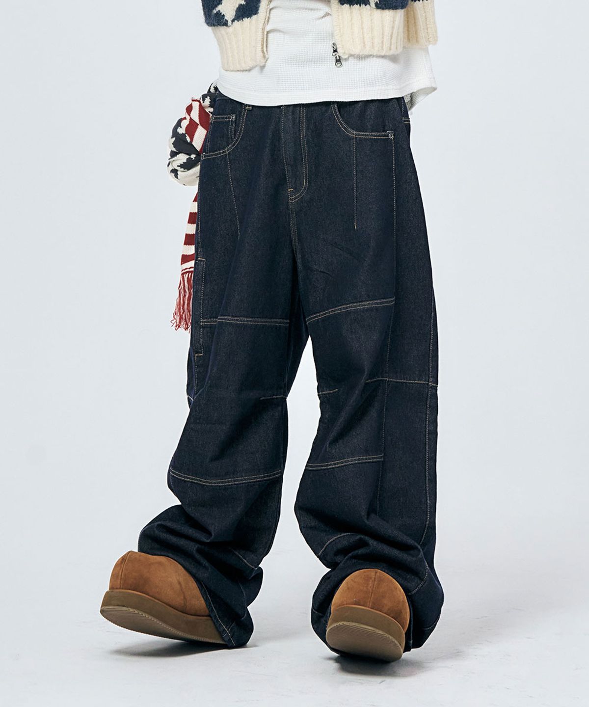 스키즘 인듀싱(SCHISM INDUCING) 3D TRUE BAGGY JEANS NAVY