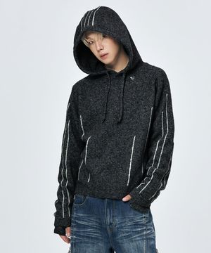 PARALLEL LINE HOODED SWEATER CHARCOAL