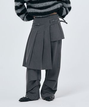 ASYMMETRY SKIRT SLACKS GREY