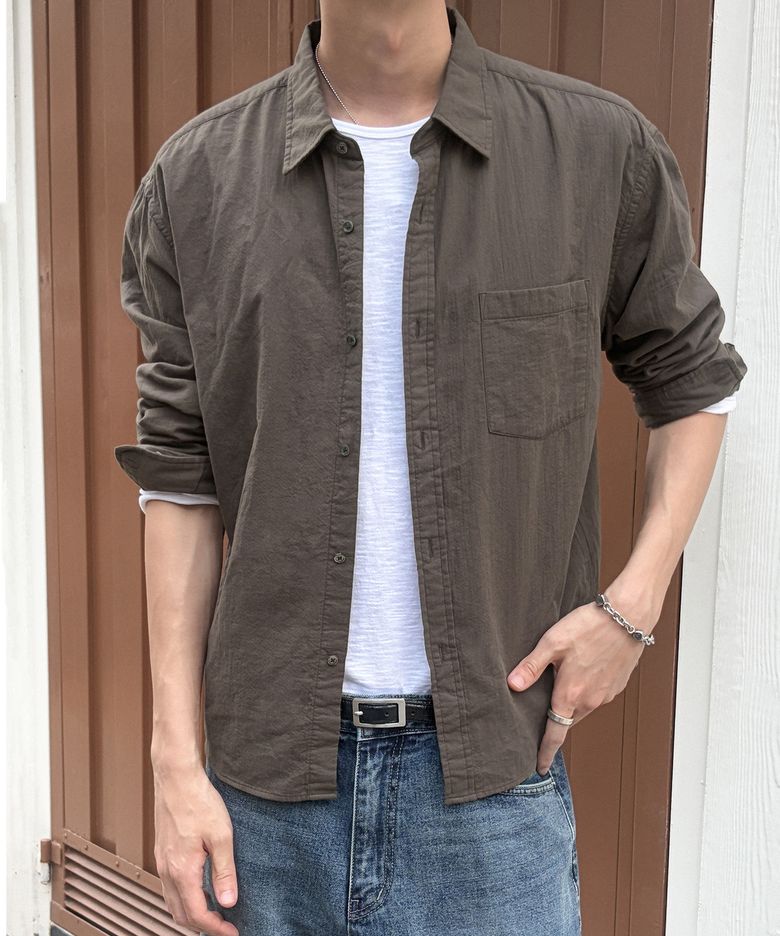 [스토커즈X브랜디드] PINTER CROP GAUZE SHIRT [BROWN]