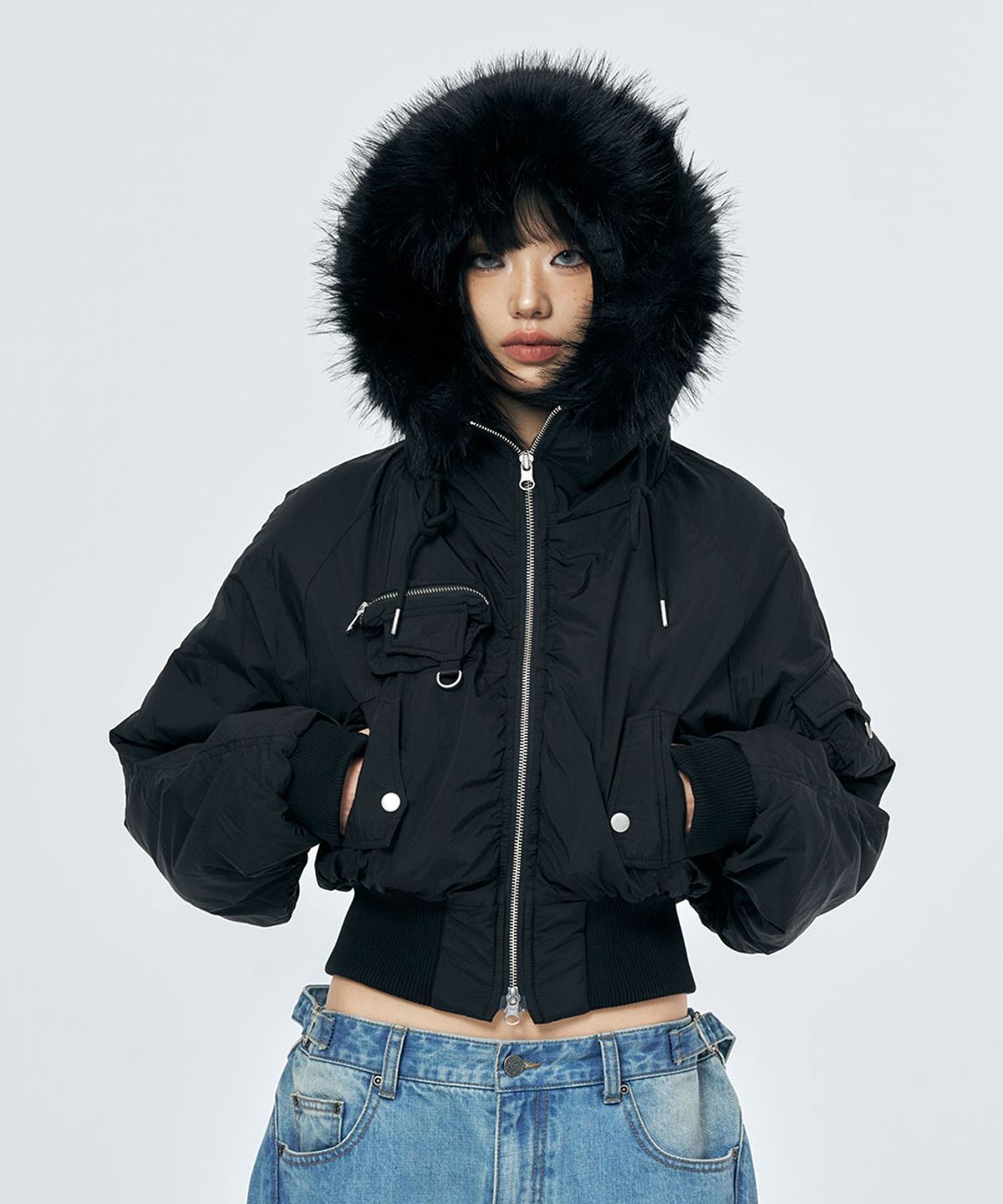 스키즘 인듀싱(SCHISM INDUCING) HOODED PUFFER JACKET BLACK