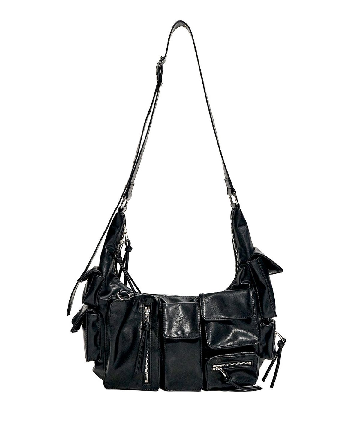스키즘 인듀싱(SCHISM INDUCING) MOTORCYCLE HOBO BAG BLACK
