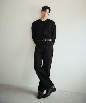 [서강준PICK] 유주얼 세미 와이드 데님 팬츠 [RAW BLACK]