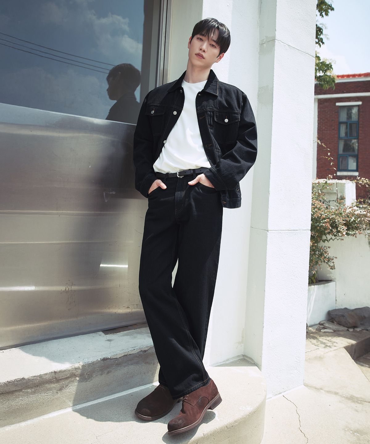 드로우핏(DRAW FIT) 워싱 릴렉스 스트레이트 데님 팬츠 [BLACK INDIGO]