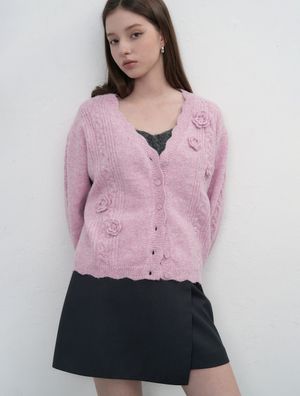 플라워 스캘럽 가디건 [PINK] / WBE3L04510