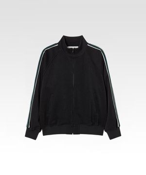 라인 자카드 트랙 집업 재킷 블랙