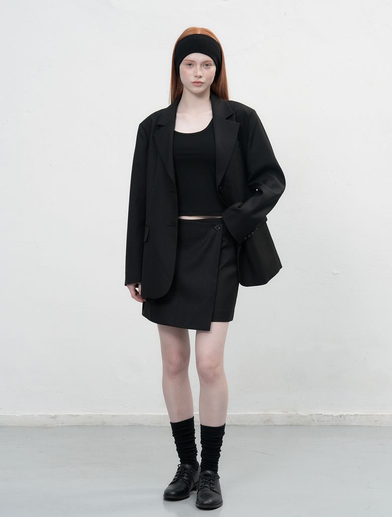 오버핏 테일러드 자켓 세트 [BLACK] / WBE3L55505SET