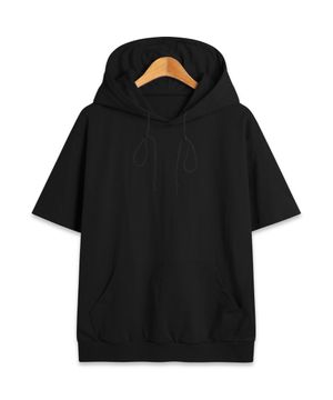 베이직 스탠다드 20수 후드 반팔티셔츠 블랙