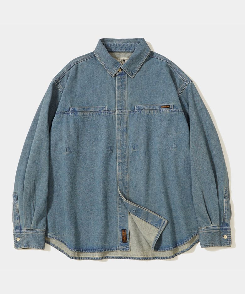 TRAJAN LABEL HIDDEN POCKET DENIM SHIRTS_LIGHT JEAN