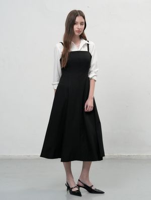 플레어 슬리브리스 롱 원피스 [BLACK] / WBE3L15504