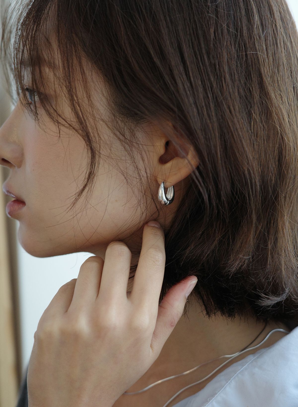 소스트(SOST) 볼드 오벌 원터치 링 귀걸이 - 실버(925실버)