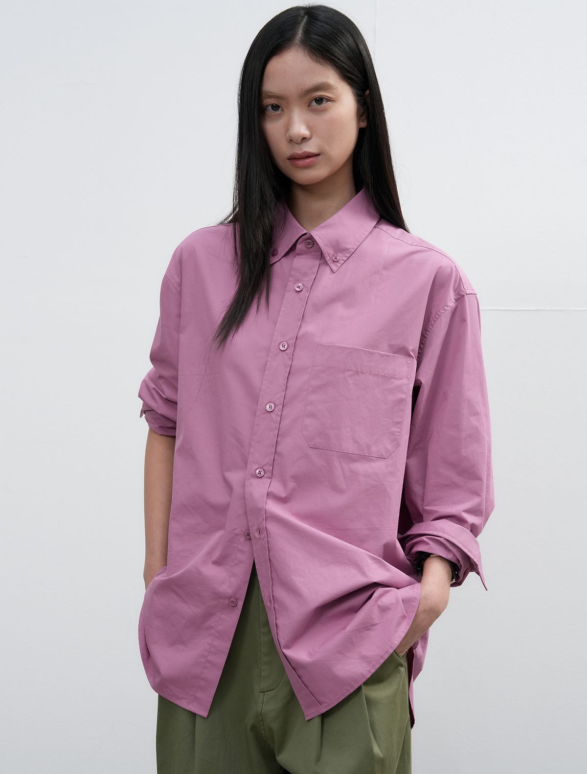 제너럴아이디어(GENERALIDEA) UNISEX 레귤러핏 코튼 셔츠 [PURPLE] / SBE3U03004