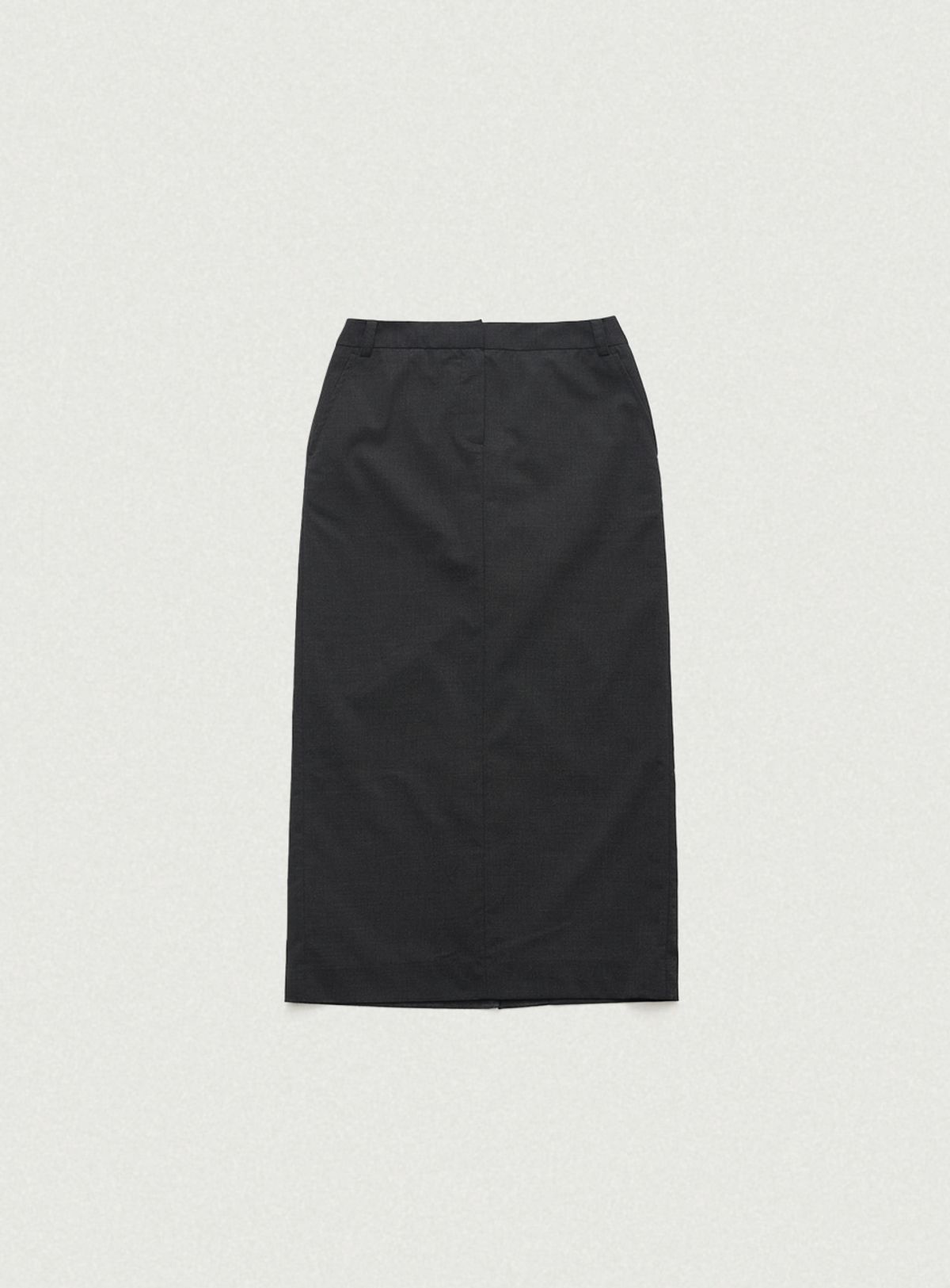 더바넷(THEBARNNET) Mould Low Rise Maxi Skirt_Charcoal
