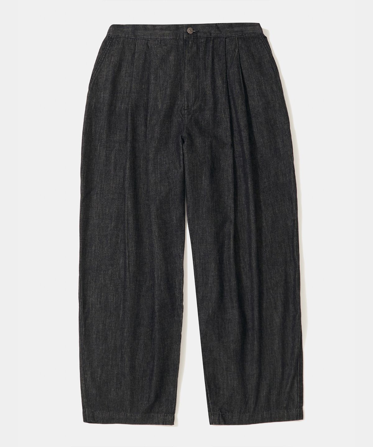 컬럼비아 유니버시티(COLUMBIA UNIVERSITY) TRAJAN LABEL PINTUCK WIDE-FIT DENIM PANTS_BLACK JEAN