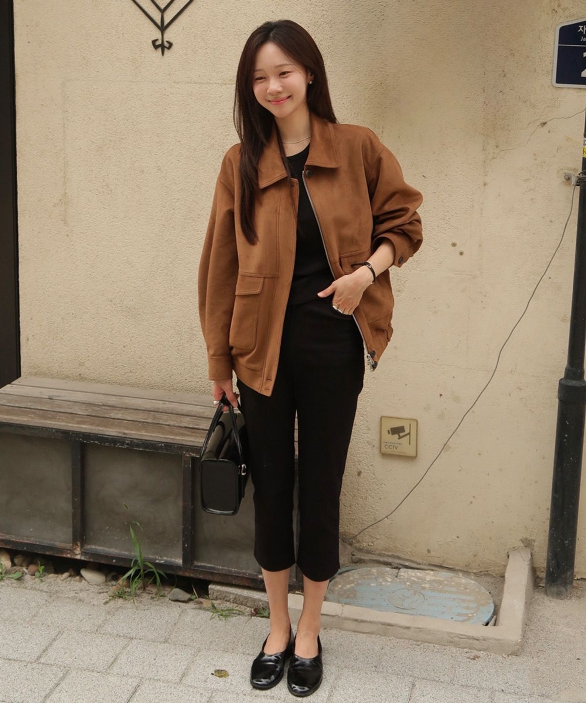 링서울(LINGSEOUL) oversized suede blouson-camel