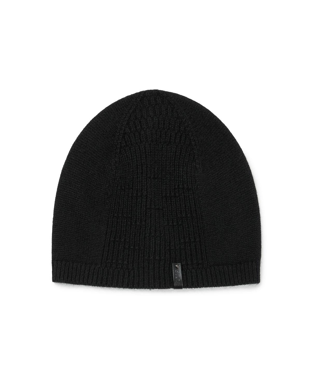 이티씨이(ETCE) LEATHER LABEL BEANIE (BLACK)