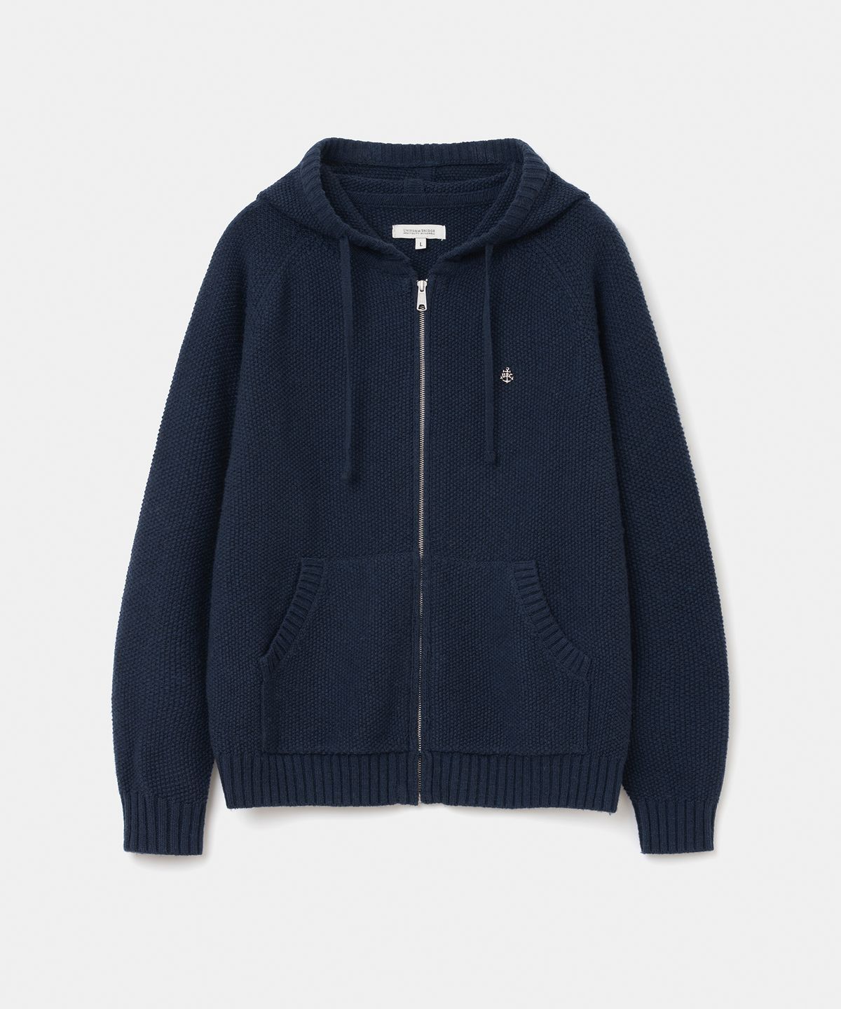 유니폼브릿지(UNIFORM BRIDGE) zip-up hooded knit navy