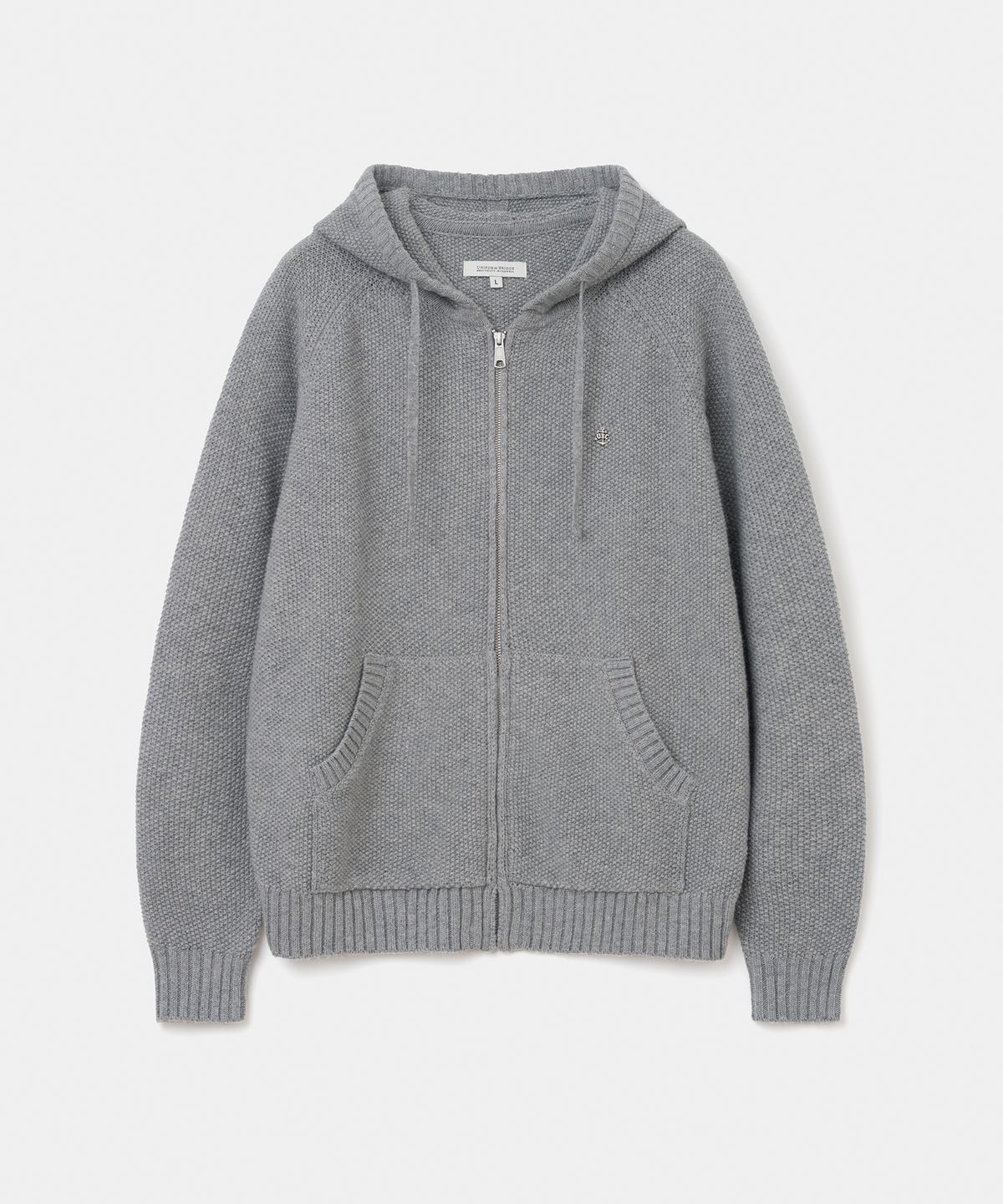 유니폼브릿지(UNIFORM BRIDGE) zip-up hooded knit melange grey