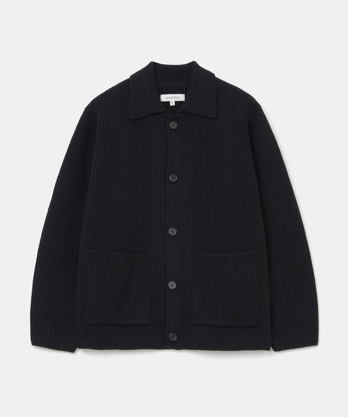 유니폼브릿지(UNIFORM BRIDGE) pocket collar knit cardigan black