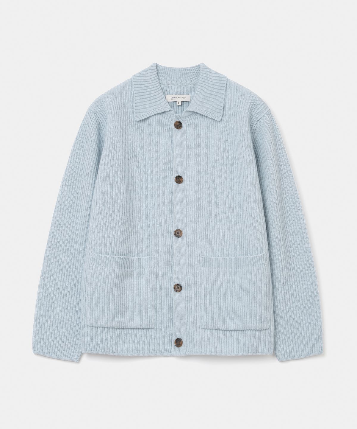 유니폼브릿지(UNIFORM BRIDGE) pocket collar knit cardigan ice blue