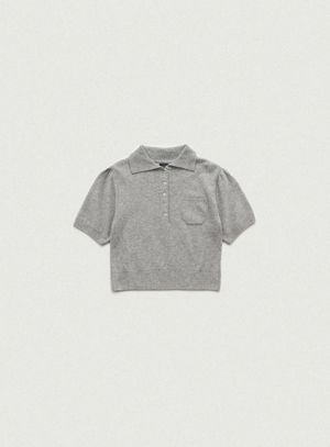 Fluffy Half Collar Knit_Grey