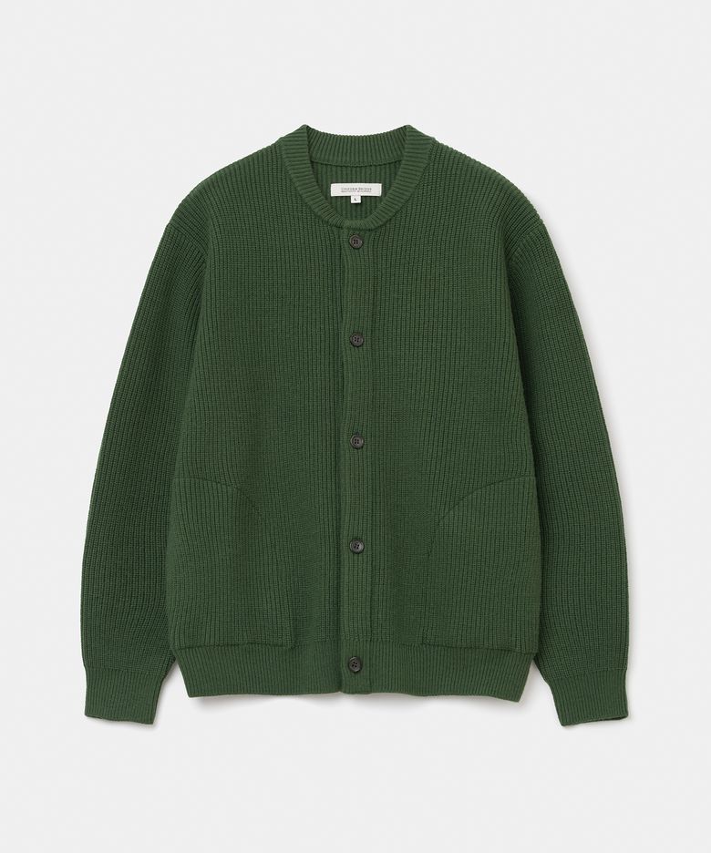 fisherman wool knit cardigan green