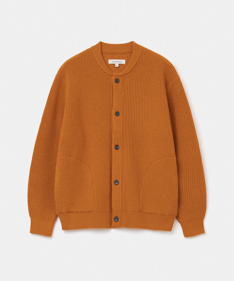 fisherman wool knit cardigan orange