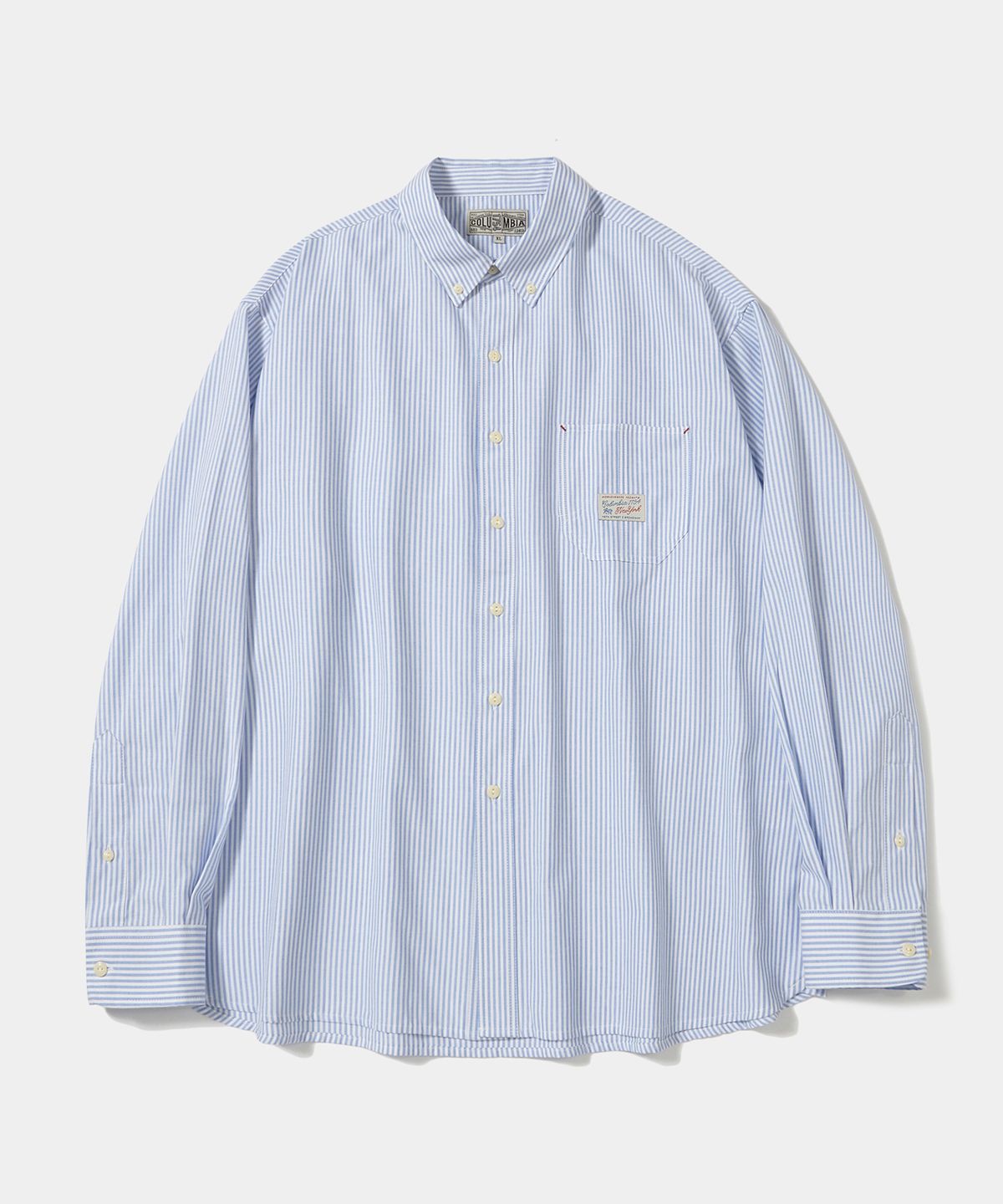컬럼비아 유니버시티(COLUMBIA UNIVERSITY) SL-LABEL ONE POCKET OXFORD SHIRTS_BLUE STRIPE