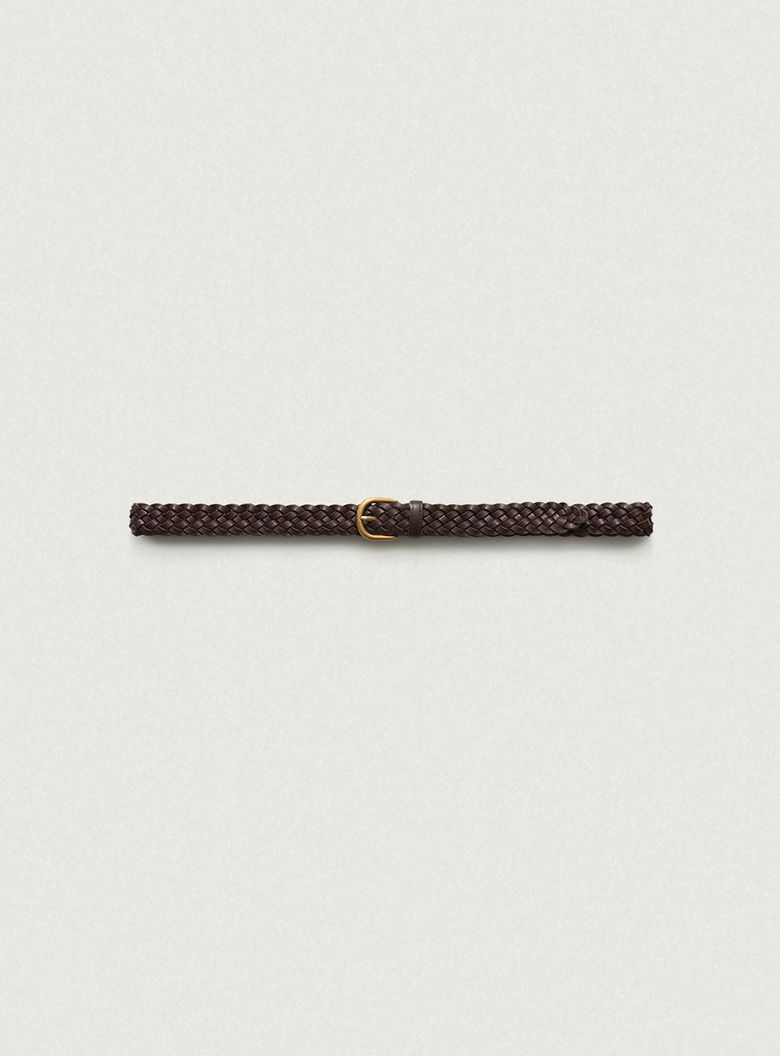 Slim Leather Twist Belt_Brown