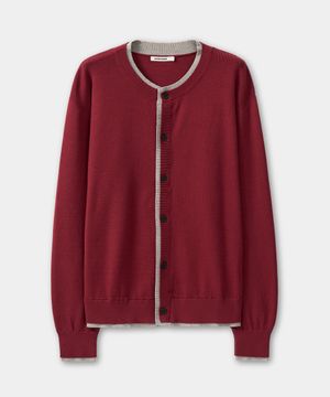 레이어드 라운드 넥 가디건 (DARK RED)
